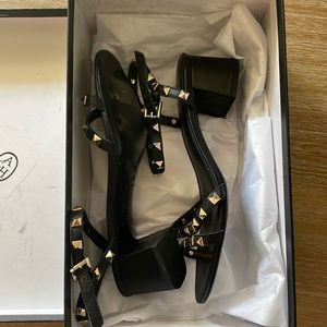 Ash black sandals with gold studs, size 7 1/2, euro. 38